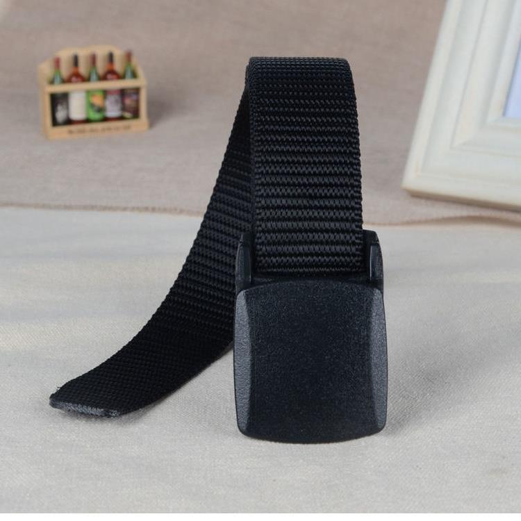 Thickened Nylon Belt Security Inspection Non-Metal Belt Outdoor Smooth Plastic Buckle Canvas Lined Denim Belt Black - Image 4